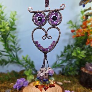 Handmade Amethyst Crystal Owl Décor #68
